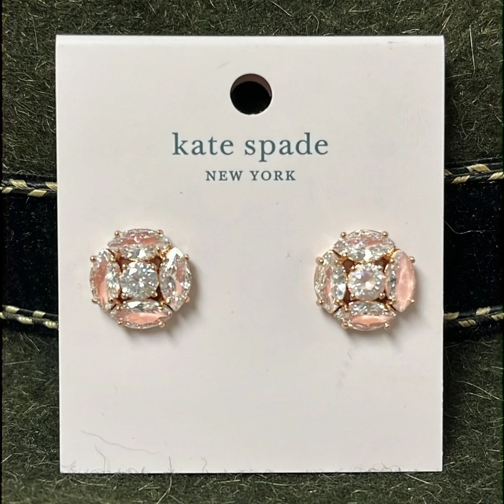 Brand New Kate Spade Flying Colors Blush Post Earrings Marquise Cluster Studs